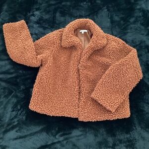 Style Me teddy bear cropped, sz M, brown orange coat